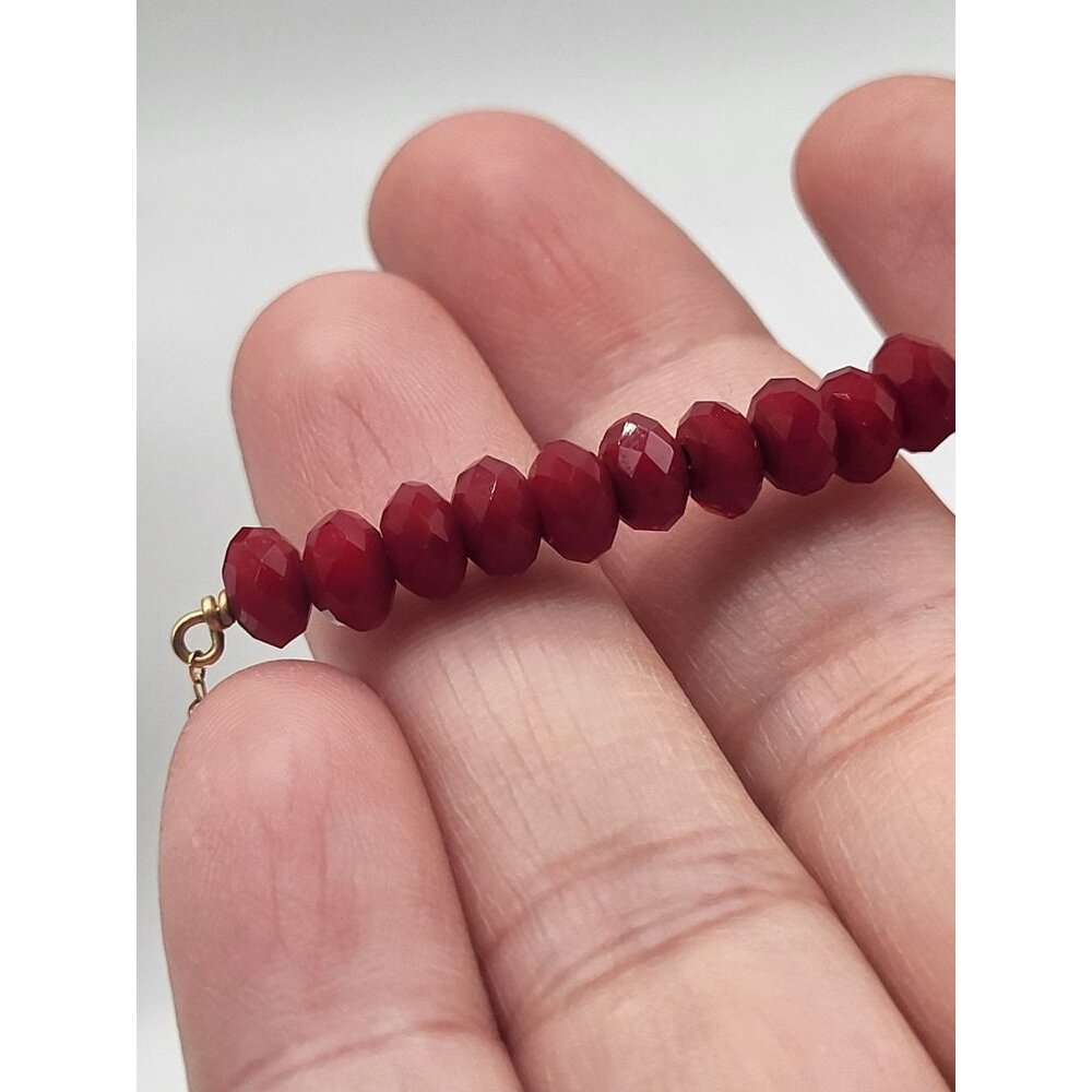 1/20th 14KT Gold Filled Chain Bar Necklace Red Faceted Beads - Picture 2 of 6
